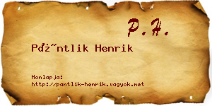 Pántlik Henrik névjegykártya